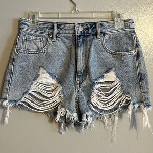 PacSun: Distressed High Waisted Denim Shorts